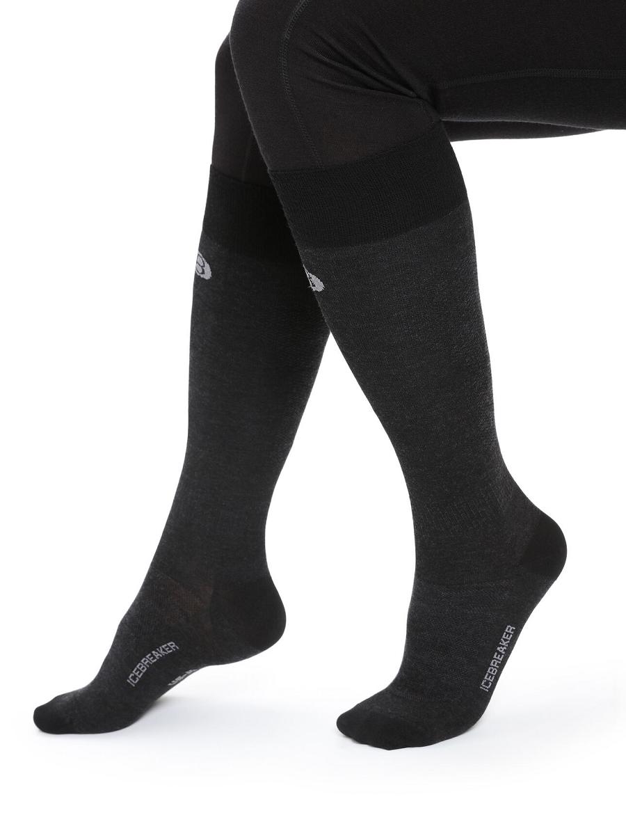 Black Icebreaker Merino Snow Liner Over the Calf Women's Socks | AU 1421NWYB